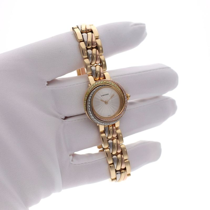 Image 10 of Cartier Trinity 2357 / WG2005S5; Exclusive 18ct Yellow Gold Ladies Watch with Diamonds