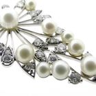 Image 5 of UTOPIA Art Deco white gold necklace with pearl and diamond 1.75 ct.