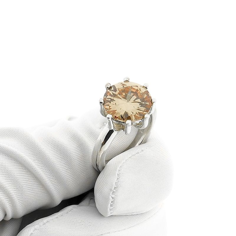 Image 9 of Silver robust ring with champagne zirconia stone