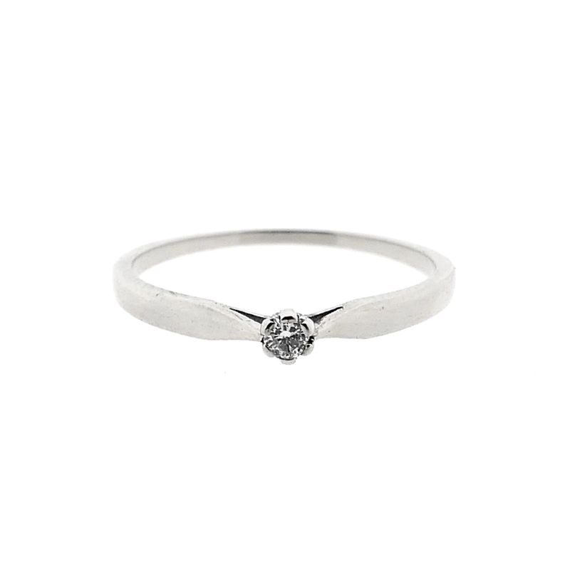 Image 8 of White Gold Solitaire Ring; Diamond 0.04 ct.; 14 Karat; Size 16.75