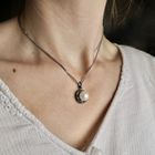 Image 5 of Black gold pendant with pearl and diamonds in black and white 0.73 ct.