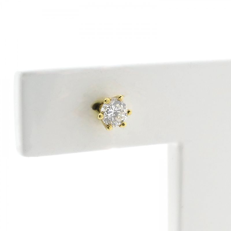 Image 4 of Gold solitaire stud earrings with diamond; 0.32 ct.