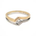 Image 2 of Two-tone gold solitaire ring with 0.17 ct diamond.