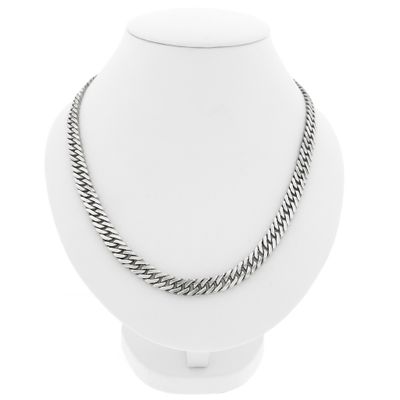 Image 1 of Silver flat gourmet link chain | 51 cm