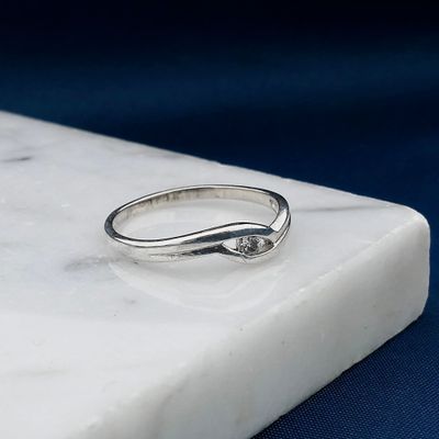 Image 2 of Silver Ring with Zirconia; Size 18