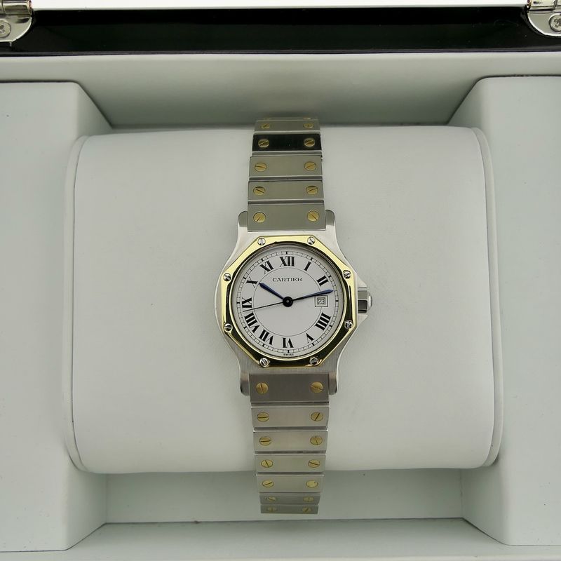 Image 16 of Cartier Santos Octagon Automatic 2966; 18k gold/steel watch
