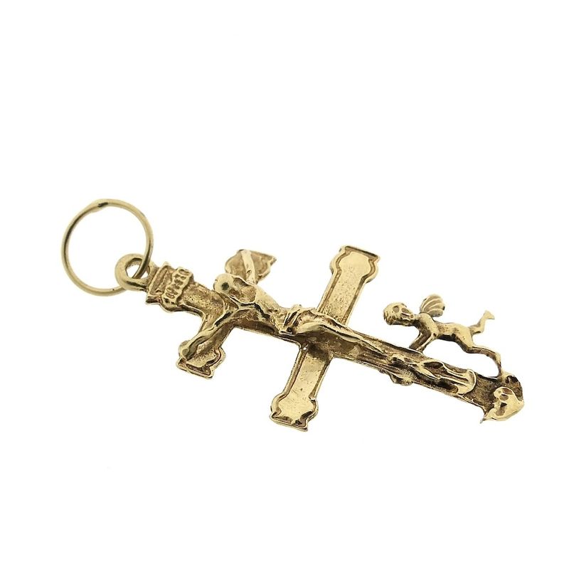 Image 2 of Gold pendant of a cross with corpus and angel