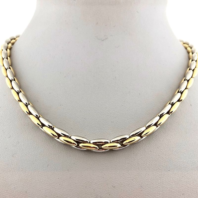 Image 1 of Two-tone gold fantasy link necklace | 41 cm
