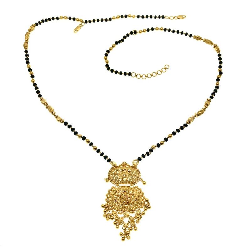 Image 3 of 22-carat gold Indian necklace with onyx stones | 50-60 cm