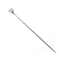 White gold lapel pin, tie pin | Diamond 0.16 ct.