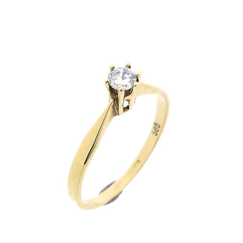 Image 1 of Golden solitaire ring with zirconia