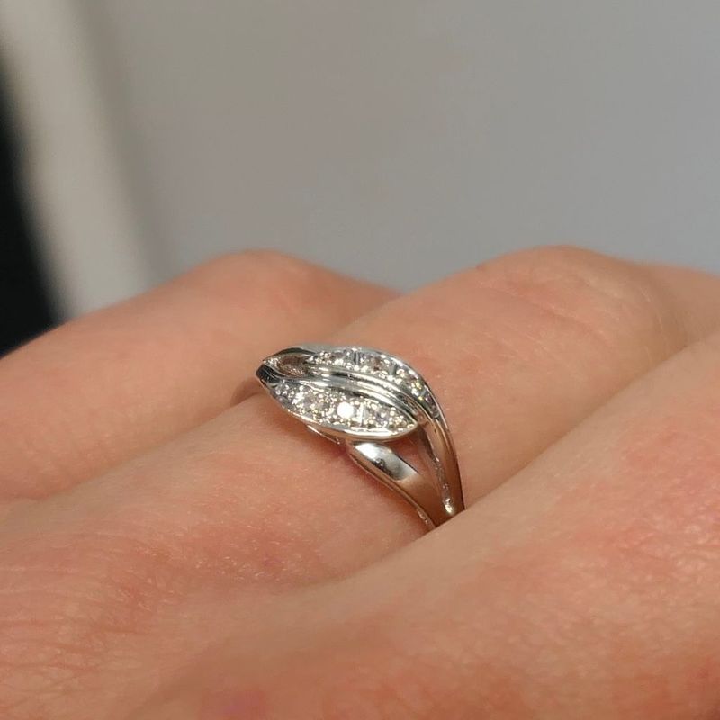 Image 7 of White gold ring with diamonds; 0.07 ct.