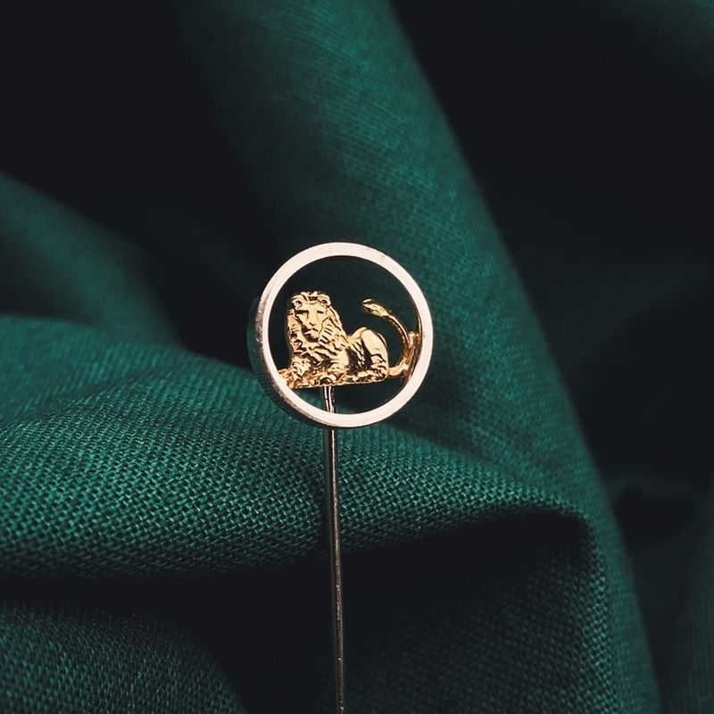 Image 5 of Two-tone gold lapel pin with ING lion