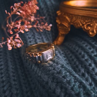 Image 2 of Bicolor Rolex president band ring with diamond | 0.10 ct.