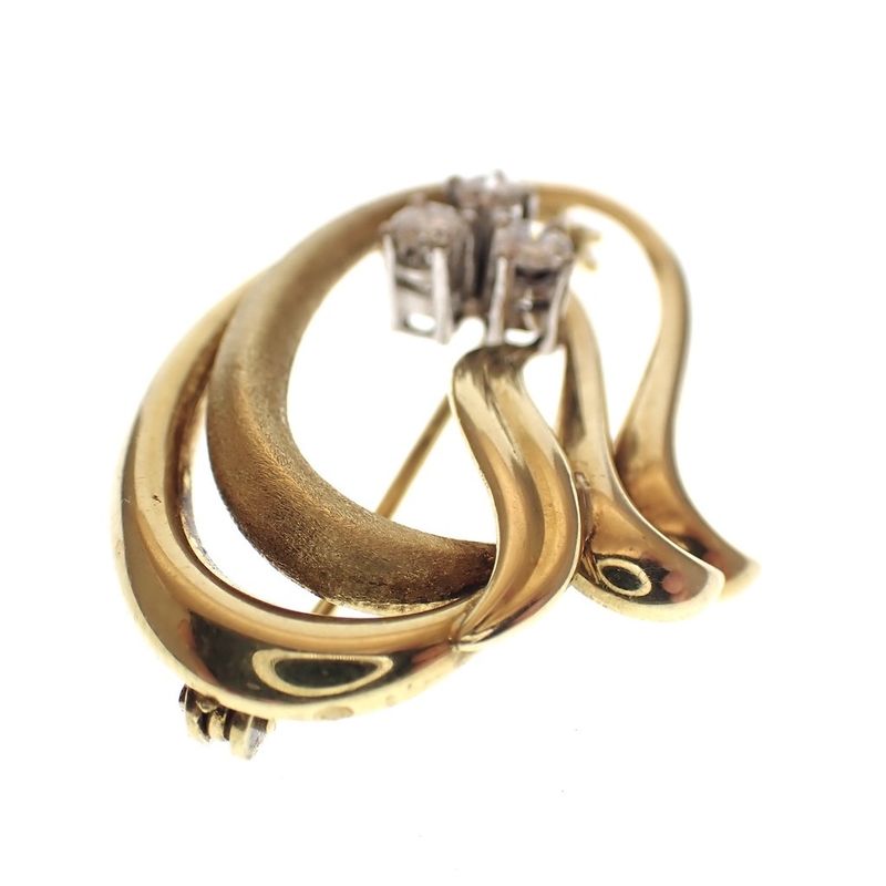 Image 3 of Golden fantasy brooch with diamonds; 0.30 ct.