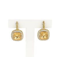 18 ct. Gold stud earrings with citrine and diamond | 0.24 ct.