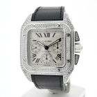 Image 7 of Cartier Santos 100 XL Chronograph 'Factory-Set' Diamonds 2891; 18k white gold watch with diamonds
