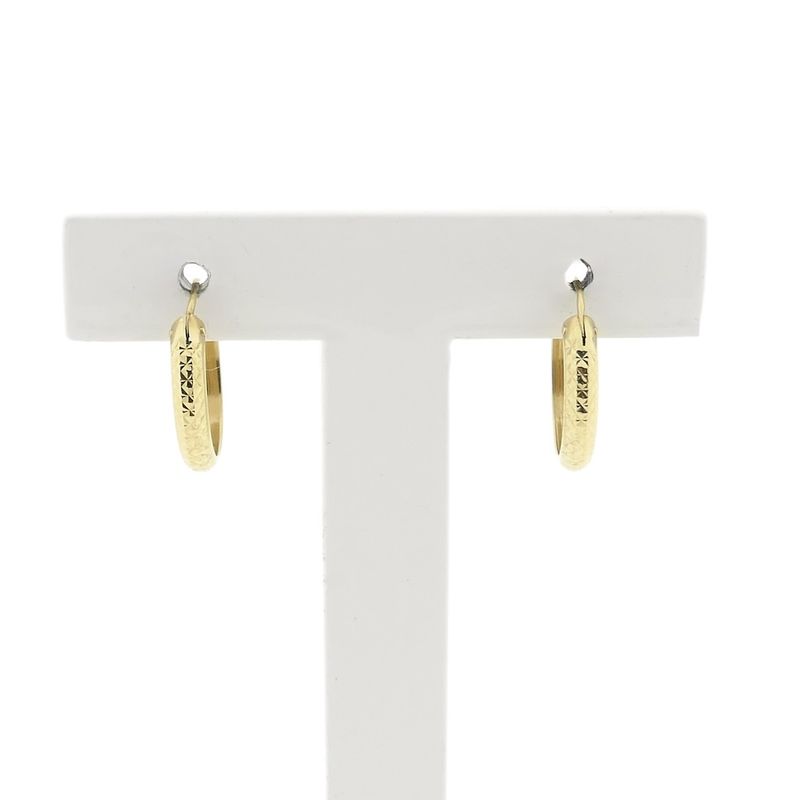 Image 1 of Gold faceted earrings; Ø 14.9 mm