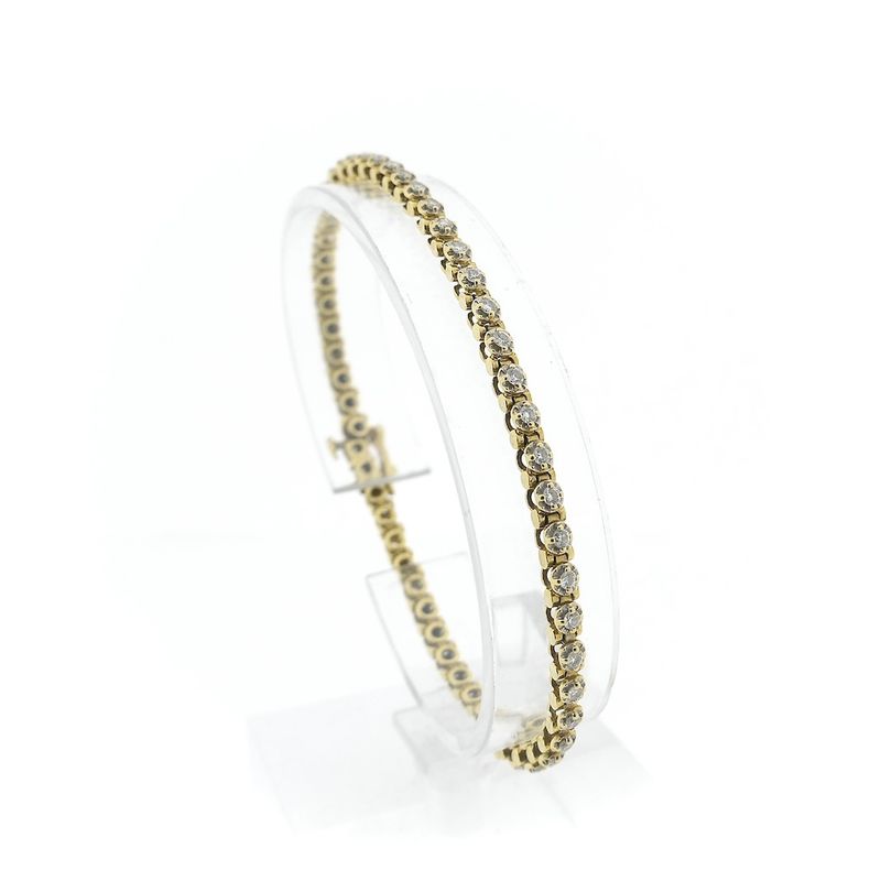 Image 1 of 18K gold tennis bracelet with diamond; 1.06 ct. | 18.5 cm