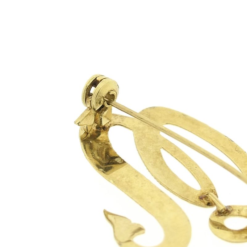 Image 9 of Vintage gold brooch; Letter W