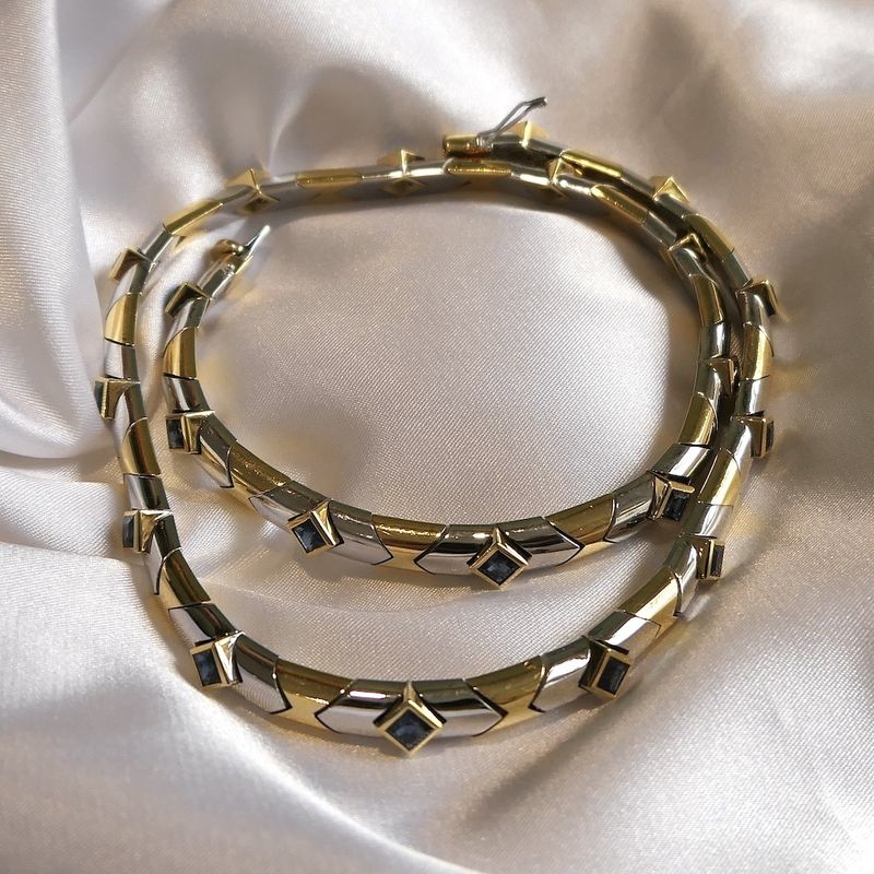 Image 8 of Two-tone gold fantasy necklace with sapphire