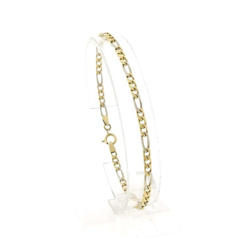 Image 1 of Two-tone gold Figaro link bracelet; 20 cm