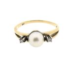 Image 5 of Gold ring with pearl and diamonds; 0.04 ct.