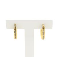 Gold earrings with zirconia; Ø 15.0 mm