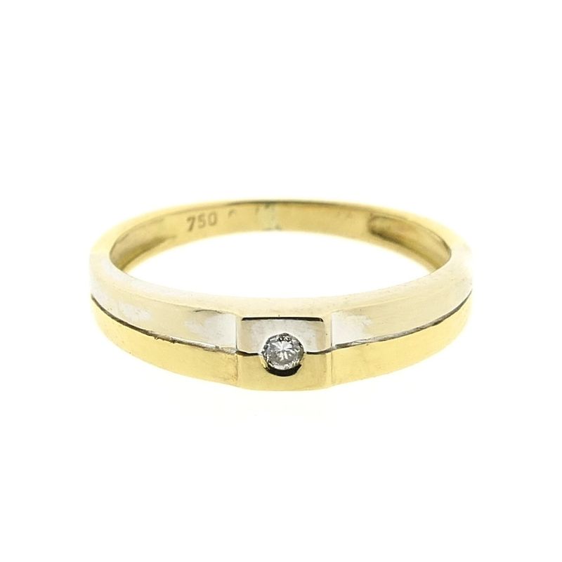 Image 3 of Two-tone gold ring with diamond; 0.02 ct.