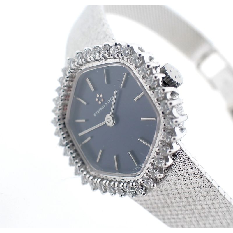 Image 5 of Eterna Matic Swiss; 18k gold women's watch with diamonds