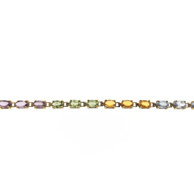 Image 7 of Gold bracelet with colored sapphire | 18 cm