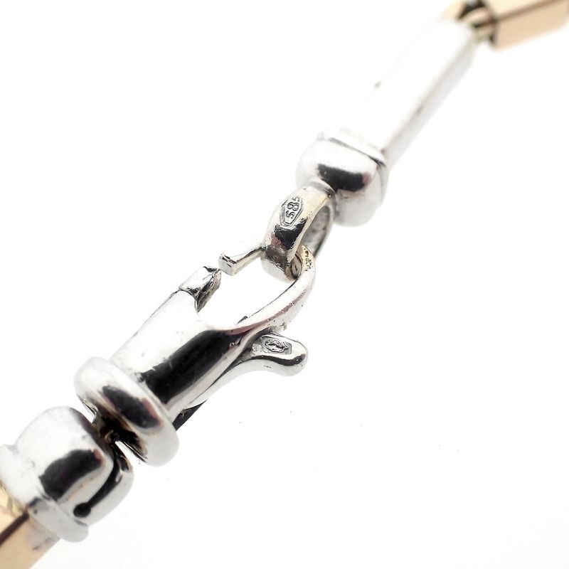 Image 4 of Two-tone gold checkered link necklace | 45 cm