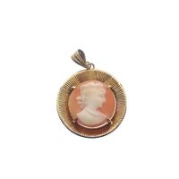 Vintage gold pendant with cameo