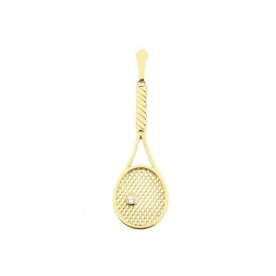 Gold pendant of a tennis racket with diamond; 0.04 ct. Image 1 of Gold pendant of a tennis racket with diamond; 0.04 ct.