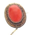 Image 1 of Antique gold brooch with blood coral