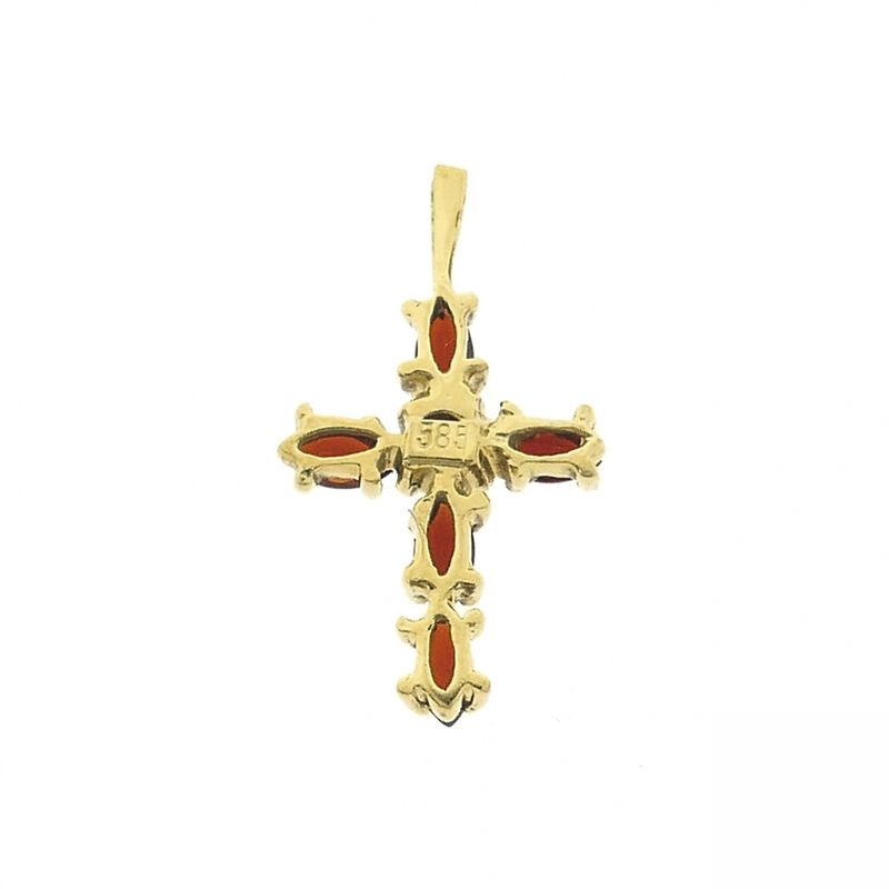 Image 6 of Gold cross pendant with garnet stones