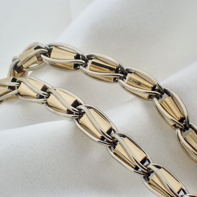 Image 6 of Two-tone gold fantasy link necklace
