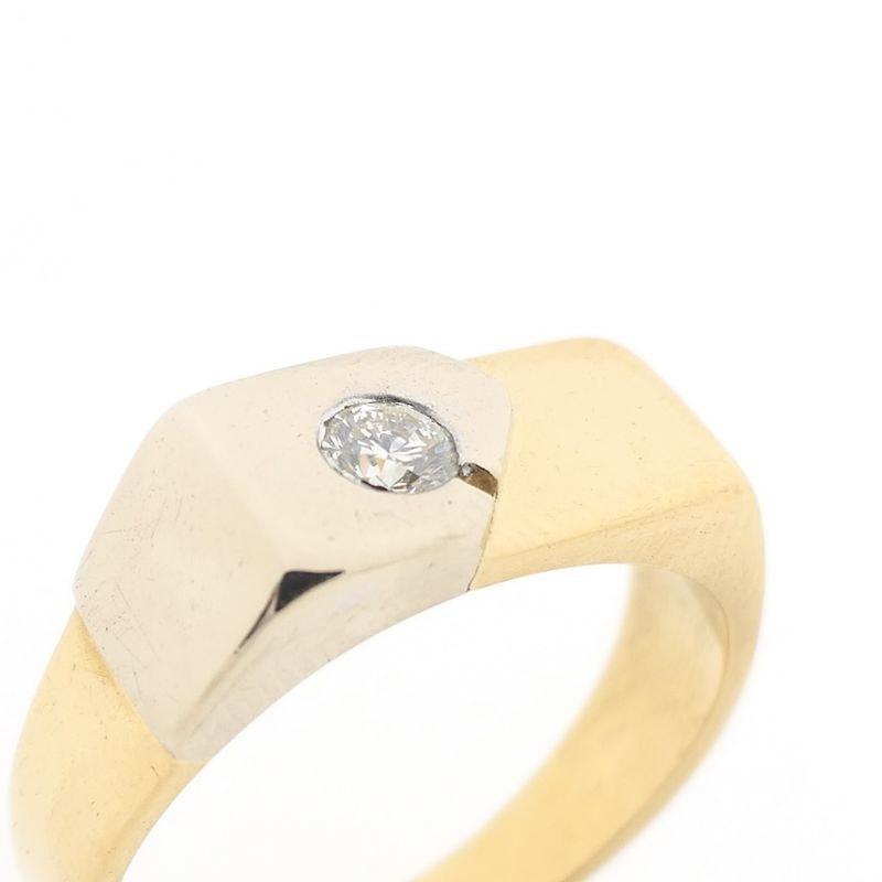 Image 3 of Two-tone gold men's ring with diamond; 0.18 ct.