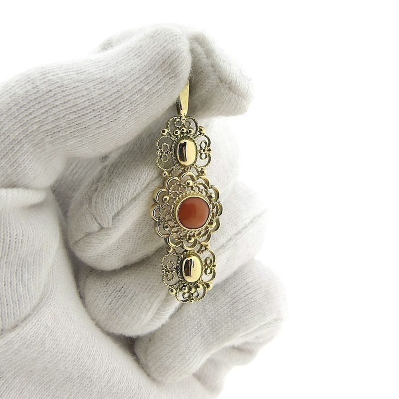 Image 6 of Antique gold pendant with blood coral