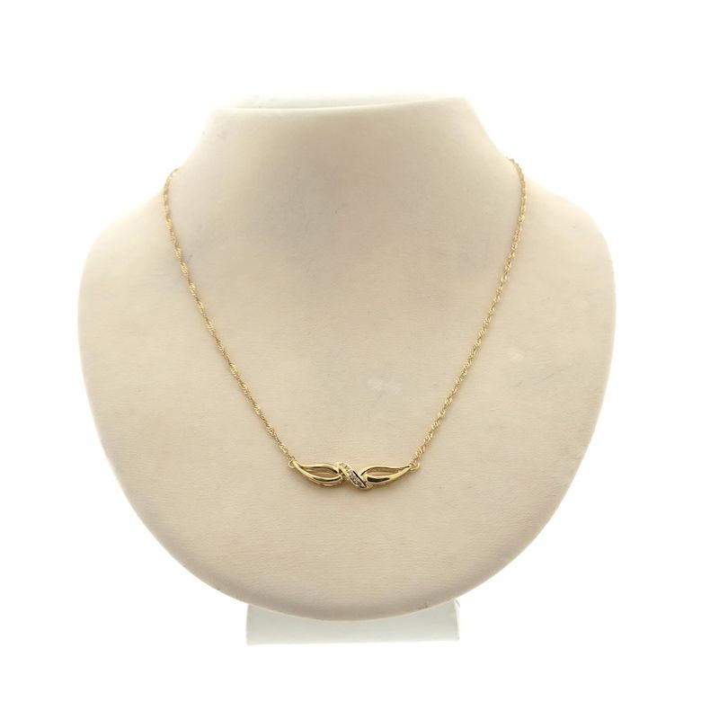Image 1 of Gold necklace with a fixed pendant and diamond; 0.025 ct. | 42.5 cm