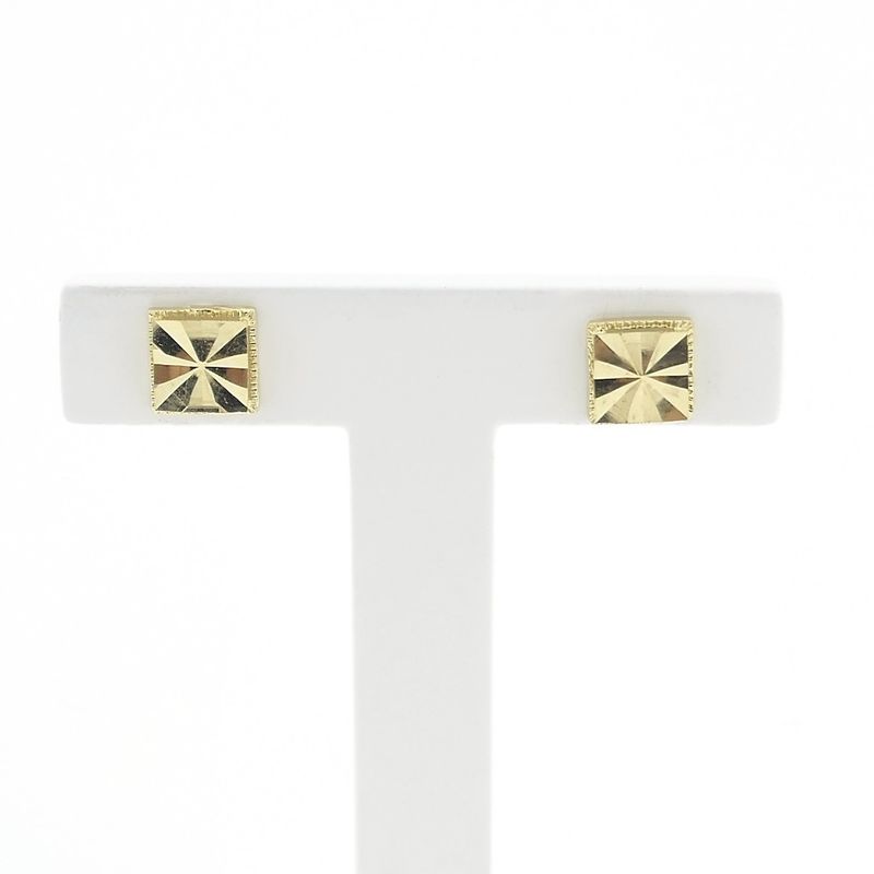 Image 1 of Gold square fantasy stud earrings