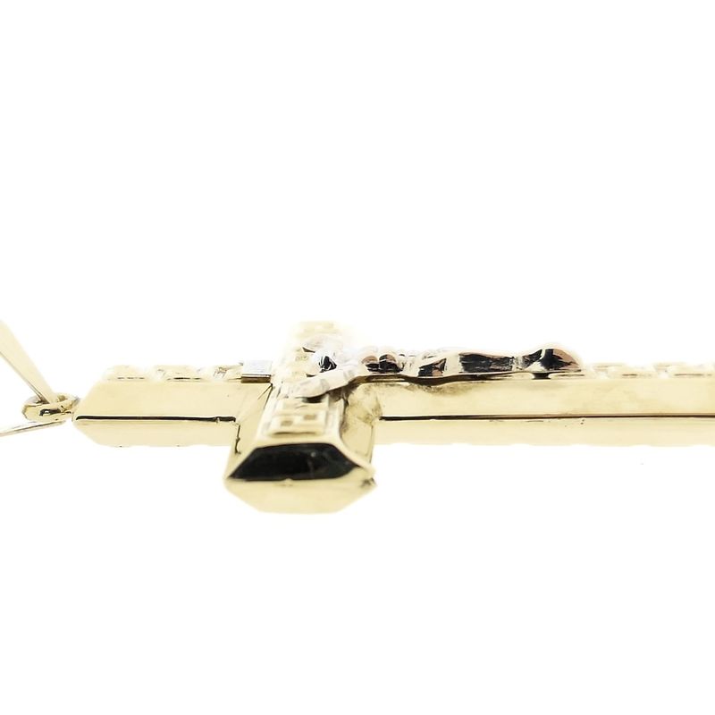 Image 7 of Two-tone gold pendant of a large cross with corpus INRI.