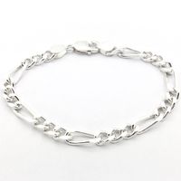 Silver Figaro link bracelet; Men | 21 cm