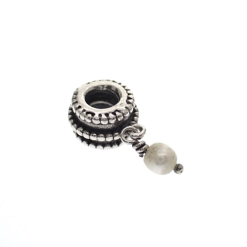 Image 1 of Pandora charm; Silver; Hanging Pearl