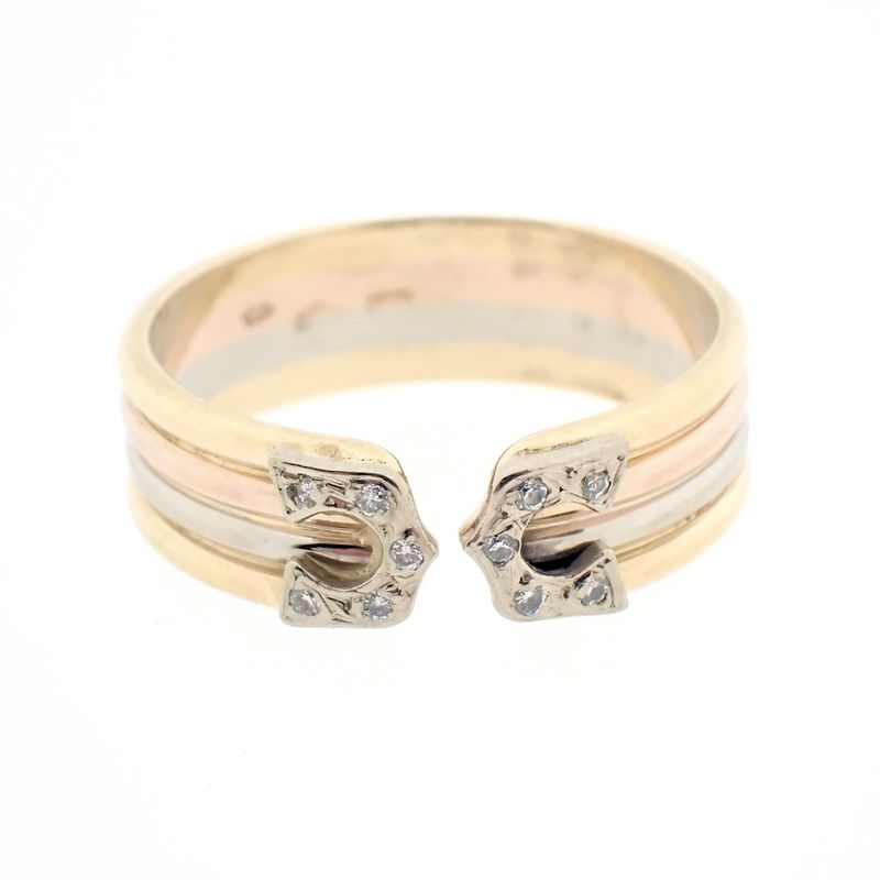 Image 3 of Tricolor gold ring with diamonds 0.05 ct.