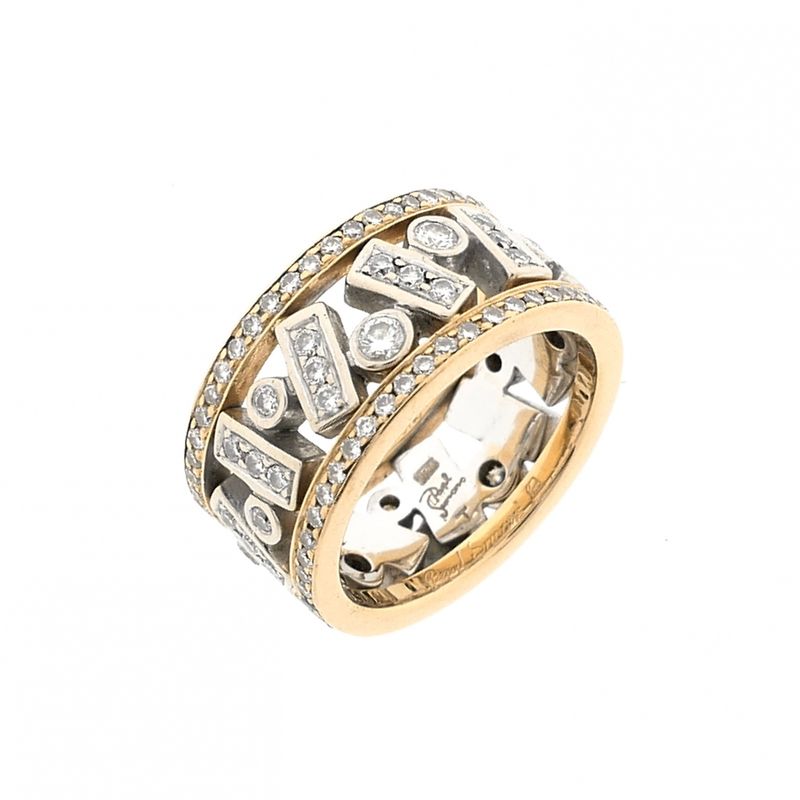 Image 1 of Two-tone gold ring with diamonds; Approx. 1.15 ct.
