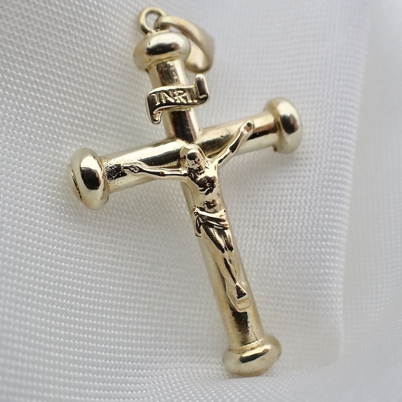 Image 3 of 8K Cross Pendant with Corpus | INRI