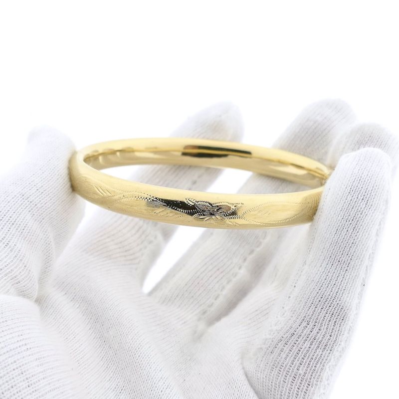 Image 10 of Gold Slave Bracelet with Engravings; Size M