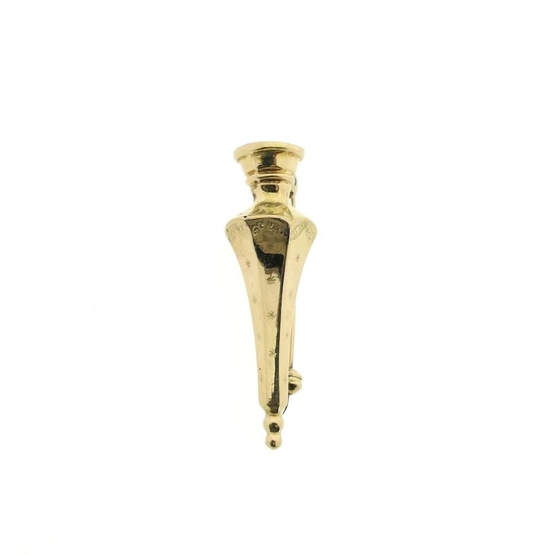 Image 3 of Vintage gold brooch of a knitting needle cap