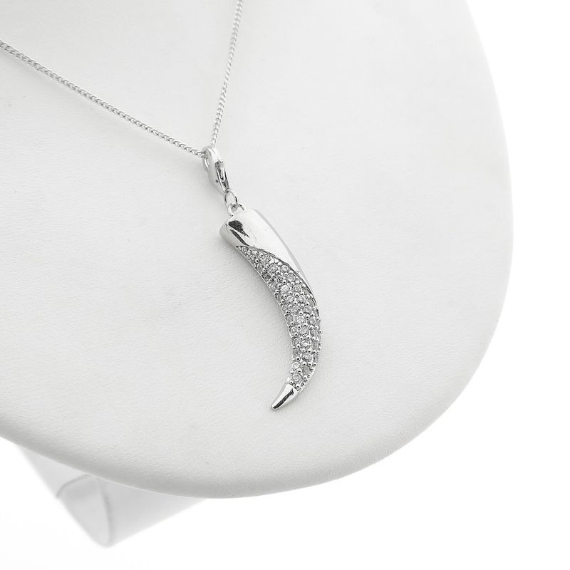Image 8 of Silver pendant of a tusk with zirconia